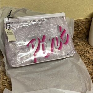 Pink Clear Victoria’s Secret Large Makeup Bag (NWT)